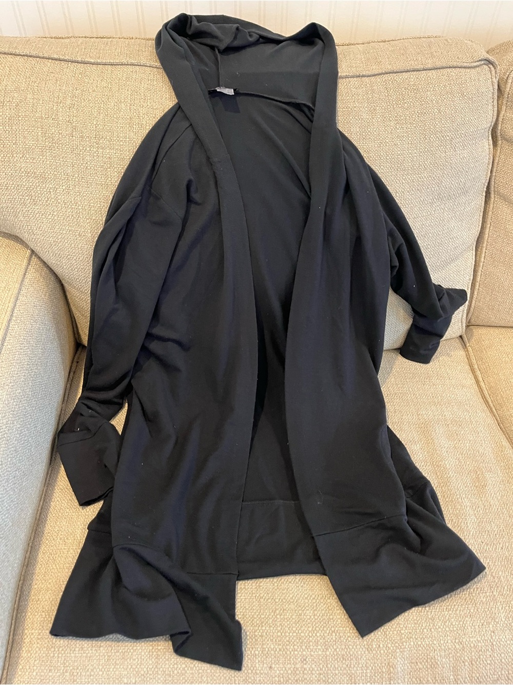 VENUS Black Hooded Open-Front Cape Jacket